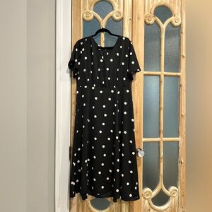 Ann Taylor Black and White Polka Dot Midi Dress